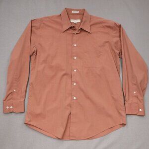 Pronto-Uomo Mens Medium Button Up Shirt Red Orange Classiccore Business Normcore